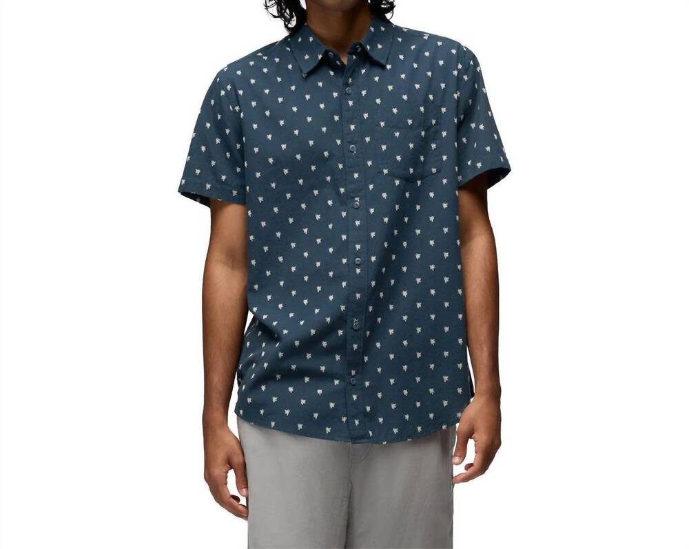 NEW PRANA metador short sleeve shirt in nautical palm trees
